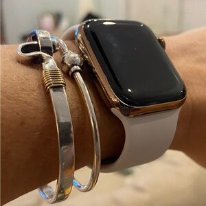 Gold and White Apple 4 Watch